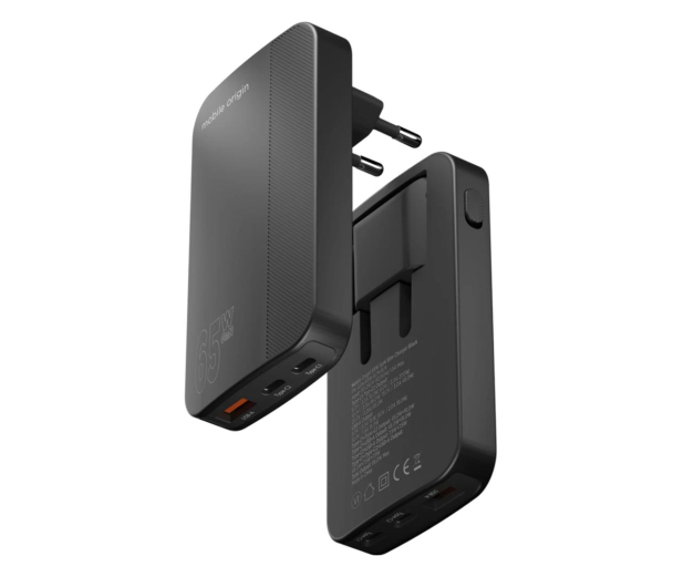 Mobile Origin 65W GaN III Slim Charger dual USB-C single USB-A black GAN-65W-SLM-BLK - 1275917 - zdjęcie